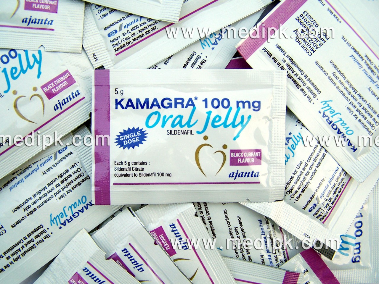 Kamagra 100mg Oral Jelly Black Currant Flavour by ajanta / 1 Sachet